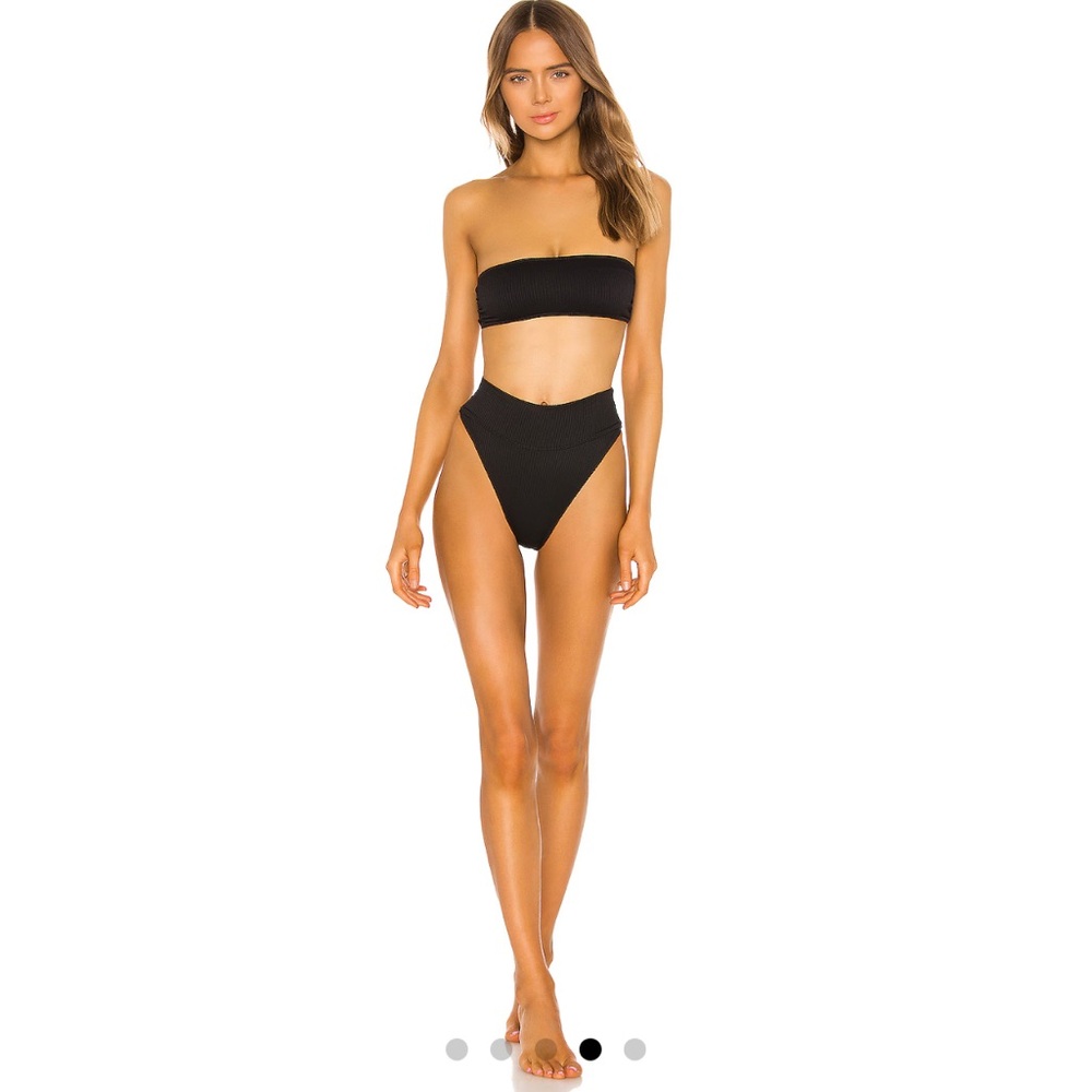 Beach Riot Black Bandeau Ribbed High-Waist Bikini